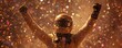 © Rifqi - Triumphant race car driver with raised arms in confetti shower, concept for championship victory celebration, sports achievement and winning moment