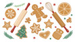 © VectorVista - Delightful Christmas cookie silhouette collection with baking tools and festive greenery