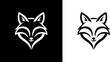 © Dhani - Elegant stylized fox head logo in black and white, a modern and simple graphic icon representing wildlife and cunning