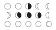 © RS Airt - Various moon phases in black and white minimalist design vector