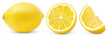 © Oleh - Set of lemon fruits, slice and half isolated on a white background, Collection of fresh juicy lemons, clipping path