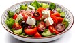 © Lilimanatasa - Greek salad with cucumber, tomato, feta cheese, and olive oil that is colorful, fresh, and delicious