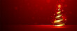© Matakeris Creative - Red background with a golden ribbon Christmas tree and sparkles