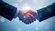 © REHENA - Business Partnership Handshake with Digital Sparkles for Success and Collaboration in Corporate World