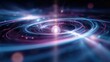 © Anastasiya Ri - Abstract visualization of glowing particle swirl in deep space with blue and magenta light trails perfect for science technology and cosmic energy background designs
