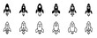 © HeLLo WorLd - Rocket icon vector. collection of launch rocket illustrations symbolizing startup growth, innovation, and progress, designed for web, app, business, and technology-themed creative projects.