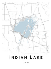  Indian Lake map - concept art - vector illustration - wall decor for your home.