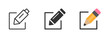 © Vlad - Edit icon set. Pencil icon, sign up icon. Business concept note edit pictogram. Line, glyph and flat style. Notepad edit document with pencil icon. Vector illustration