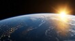 © Sadek - Sunrise over the earth s curvature from space illuminating continents with city lights and vast oceans