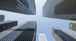 © beatrix_visual - Modern Skyscrapers Reaching Towards Blue Sky, Looking up From Below