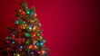 © rafaelnlins - Árvore de Natal iluminada com luzes coloridas em destaque sobre fundo vermelho, transmitindo clima festivo, alegria, tradição, celebração familiar e beleza típica das festas de fim de ano