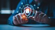 © Elva - Securing digital assets with a futuristic cyber shield, protecting sensitive information in the digital realm for a safe online experience and data privacy