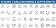 © ricky_and - Data exchange, traffic, files, cloud, server line icon set. Outline icon collection. Editable stroke. Vector illustration