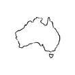 © Amelia - Australia outline sketched in black line.