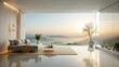 © VisualVault - Serene Minimalist Living Space with Panoramic Mountain View at Sunrise