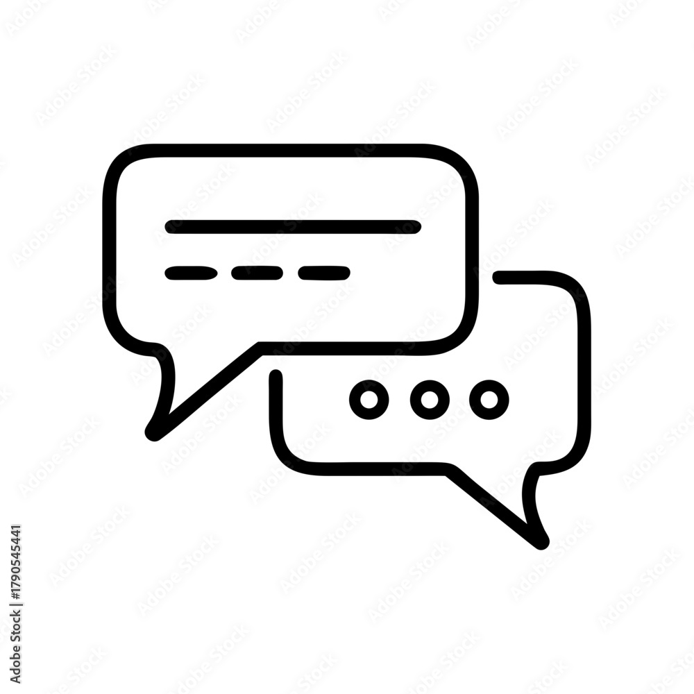 Chat window illustration featuring two speech bubbles with dots ...