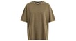 © MindRender - Olive green oversized tshirt with a washedout effect, presented on a white background, highlighting its relaxed fit and vintage aesthetic