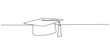 © Shovo - Graduation cap in one continuous line drawing. Minimalist vector illustration of academic celebration, achievement or education success. Simple linear style, isolated on white background.