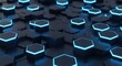© Gennyson Marinho - Dynamic abstract hexagonal pattern with glowing blue neon lights creating a futuristic technological background