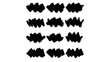 © Interactive Arts - Abstract black ink blot and splatter brush strokes with rough edges and varying opacity in grunge style, suitable for texture overlays, distressed effects, or artistic design elements in vector format
