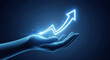 © MD - Glowing Upward Arrow Graph Held in Hand.
