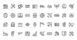© Izzat - 40 set of outline web airplane icons such as airplane, black box, window, radar, flight, wind flag, landing vector thin icons for report, presentation, diagram, web design, mobile app