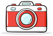 © Alex - Stylized cartoon camera with red body and white accents, simple graphic design
