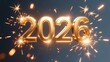 © Cloudyew - Bright gold number 2026 is surrounded by sparks