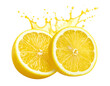 © Fadia - Two bright lemon halves with vibrant juice splash