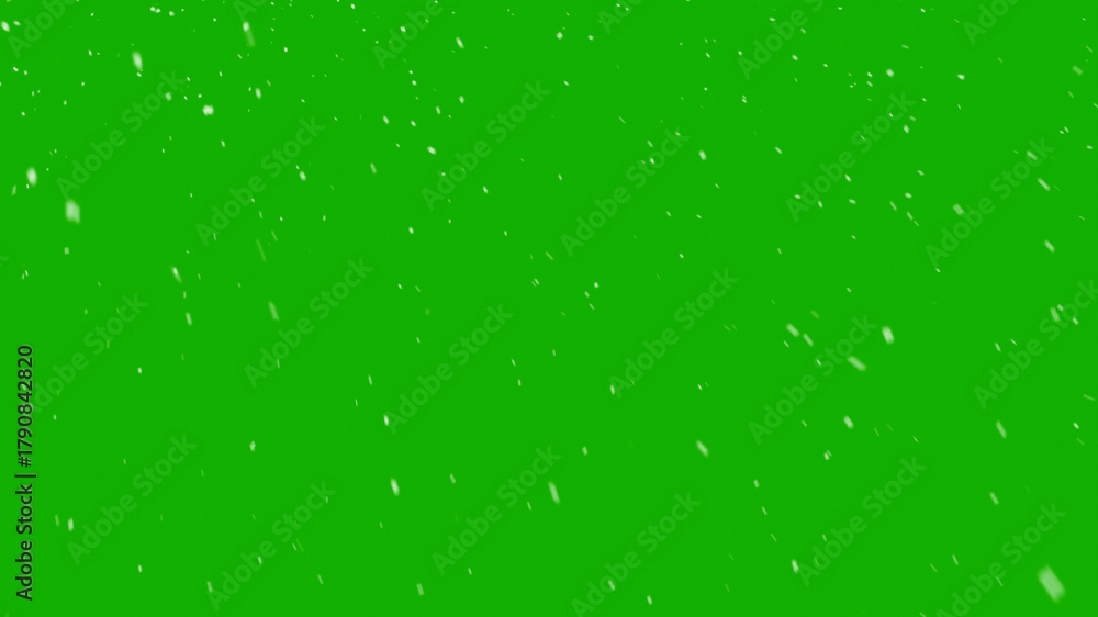 Realistic snow falls across the screen on green screen background ...