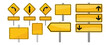 © Exceptional W. - Set of yellow traffic warning signs for road safety. Blank yellow road sign set Realistic yellow road sign set vector illustration.