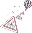 © MollaMohammad - Soaring hot air balloon and abstract geometric triangles with birds flying above, symbolizing aspiration and forward momentum in a modern, minimalist style