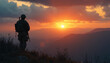 © TJantunen - Soldier Silhouetted Against Sunset Over Mountains