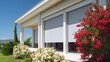 © Pixelzone - Stunning photo of outside roller blinds for contemporary windows. Outside shutters on the home's windows.