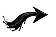 © Krtola  - Black liquid arrow splashing and flowing right, indicating direction, growth, and forward movement on transparent background