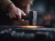 © SolaruS - Crafting metal with a hammer. The force of creation, sparks flying. Symbol of hard work, industry, and tradition. Perfect for themes about skill, passion,  resilience.