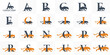 © Masum - Alphabet logos with stylized panther animals in navy blue and orange letter