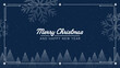 © hiten666 - Merry Christmas and Happy New Year message on dark blue background with snowflakes and snowy trees for holiday greeting card.
