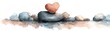 © Newstep - A heart-shaped stone balanced on larger rocks, surrounded by smooth pebbles, creates a serene and artistic natural scene.