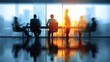 © wu - An office meeting room with businesspeople in blurred style background.AI generated image. High quality