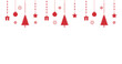 © eharielle - Red Christmas Decoration Banner – Hanging Ornaments, Trees, Stars, and Gifts for Holiday Background and Festive Design