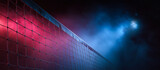 volleyball net with red and blue lighting versus concept