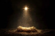 © AungThurein - An empty manger bathed in golden starlight beneath a radiant Bethlehem star, symbol of divine birth and hope