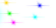 © KAMAL - Collection of six light flares with different color lens effects glowing bright light against transparent background in top view