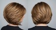 © photoplotnikov - Layered bob hairstyle for young caucasian female with blonde highlights