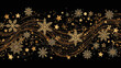 © cahaya - Elegant golden snowflakes and stars sparkle against a black background, creating a festive and luxurious holiday design.