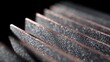 © Anastasiia - Macro shot of black corrugated metal sheets with rusty brown edges along each ridge. Concept Macro Metal Texture, Rusty Corrugated Edges, Black Metal Panels, Industrial Close-Up