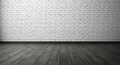 © sarinya - Empty room with white brick wall and dark wooden floor, Interior, White wall, Texture