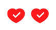 © ElsaNur - Good health icon. Red heart with check mark symbol. Healthy lifestyle and medical wellness sign