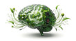 © Fick - A conceptual artwork depicting a brain composed of circuit boards and foliage, symbolizing growth and technology.